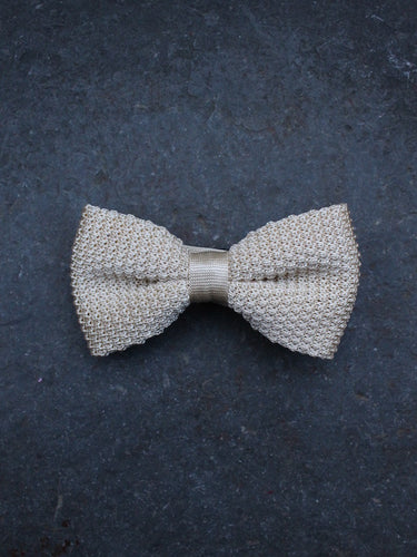 Silk Knit Bow Tie (Cream)