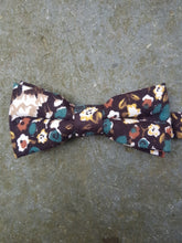 Load image into Gallery viewer, Floral Cotton Bow Tie (slate, cream &amp; ochre)