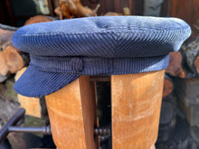 Load image into Gallery viewer, Corduroy Mariner Cap Marine Blue &#39;Lennon&#39;, &#39;Jackie Stewart&#39;.