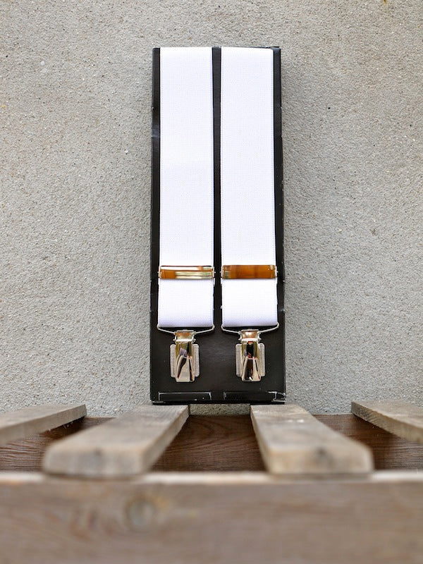 Trouser Braces | Clip-on (White) 35mm