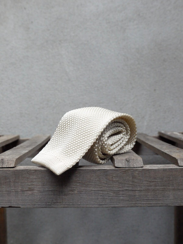 Silk Knit Tie (Cream)