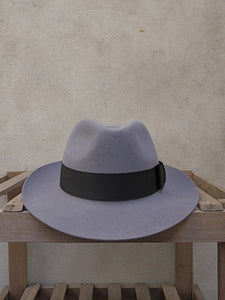 Fedora Trilby Hat (100% fur felt-Grey)