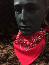 Load image into Gallery viewer, Red Paisley Hankerchief with black and white flower