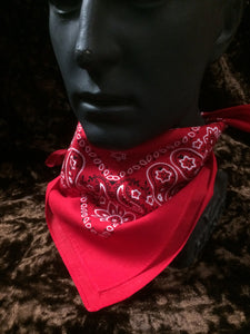 Red Paisley Hankerchief with black and white flower