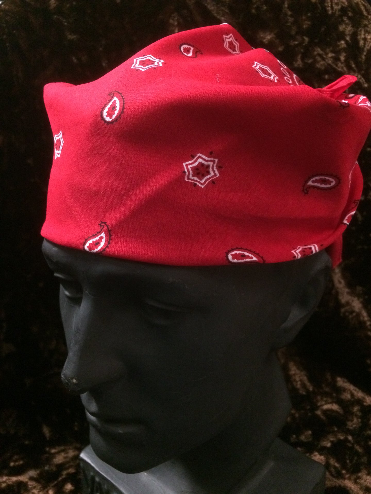 Red Paisley Hankerchief with black and white flower