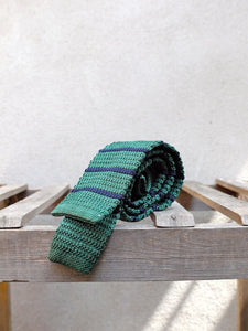 Silk Knit Tie (Green Stripe)