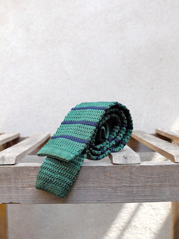 Silk Knit Tie (Green Stripe)