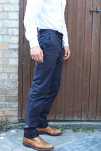Load image into Gallery viewer, Tailored Drill Trousers (Navy)