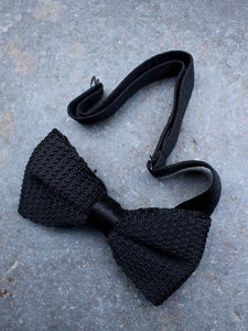 Silk Knit Bow Tie (Black)