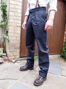 Fishtail Trousers | Cotton Drill (Navy)