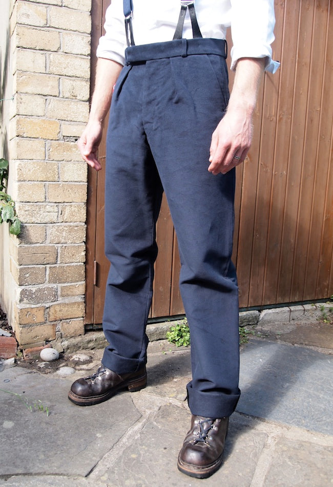 Forties Vintage Hugo Fishtail Back Trousers in Navy Blue  RevivalVintage