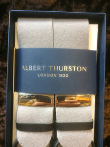 Albert Thursdon Boxcloth Braces with leather Button on- Autumn Grey.