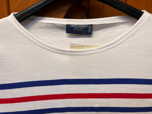 Naval Ray Rouge Breton Shirt (White & Blue) by Saint James with a red contrast stripe
