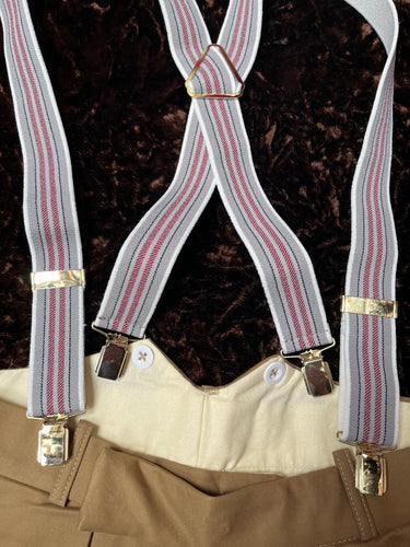 Clip-on Trouser Braces (Red-Grey)