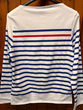 Load image into Gallery viewer, Naval Ray Rouge Breton Shirt (White &amp; Blue) by Saint James with a red contrast stripe