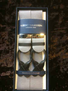 Albert Thursdon Boxcloth Braces with leather Button on- Autumn Grey.