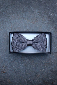 Silk Knit Bow Tie (Grey)