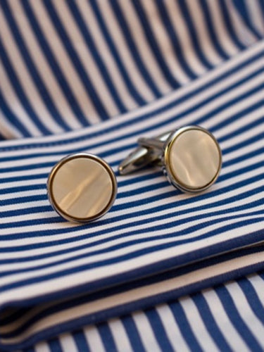 Pearl Cufflinks with gilt or chrome surround