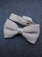 Load image into Gallery viewer, Silk Knit Bow Tie (Cream)